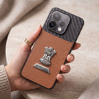 Oppo Reno 15 5G Satyamev Jayate 2-in-1 Emblem Carbon Fiber Leather Phone Case
