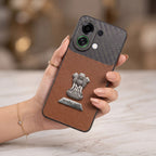 Oppo K13 Turbo 5G Satyamev Jayate 2-in-1 Emblem Carbon Fiber Leather Phone Case