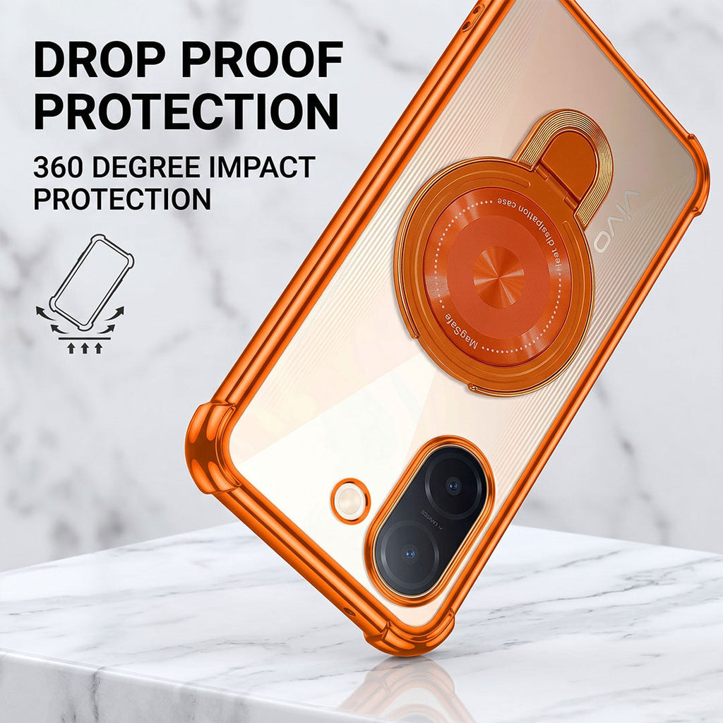 Vivo V60e 5G Invincible Bracket Ring Stand Airbag Cosmic Orange Case