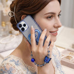 Oppo Reno 15 5G Luxury Shimmer Airbag Heart Stand Case with Charm Strap