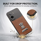 Vivo T5 Pro 5G Satyamev Jayate 2-in-1 Emblem Carbon Fiber Leather Phone Case