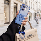 Vivo V60 5G Luxury Shimmer Airbag Heart Stand Case with Charm Strap