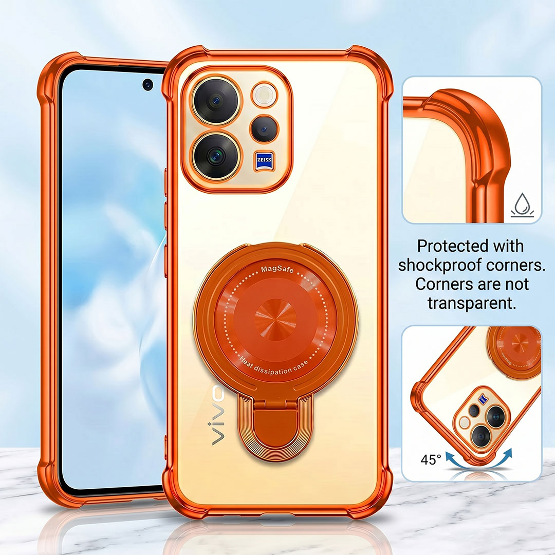 Vivo V70 5G Invincible Bracket Ring Stand Airbag Cosmic Orange Case