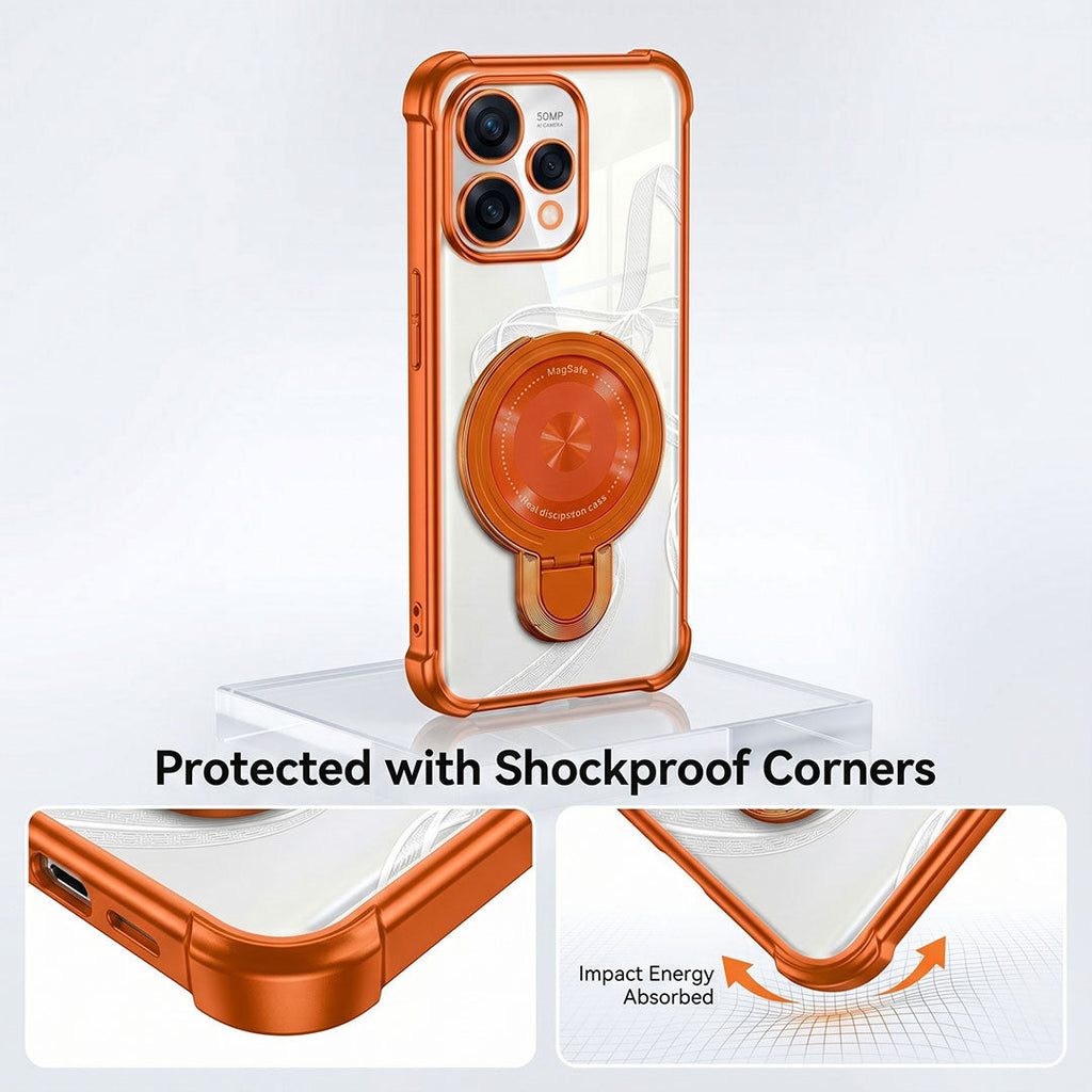 Oppo Reno 15 5G Invincible Bracket Ring Stand Airbag Cosmic Orange Case