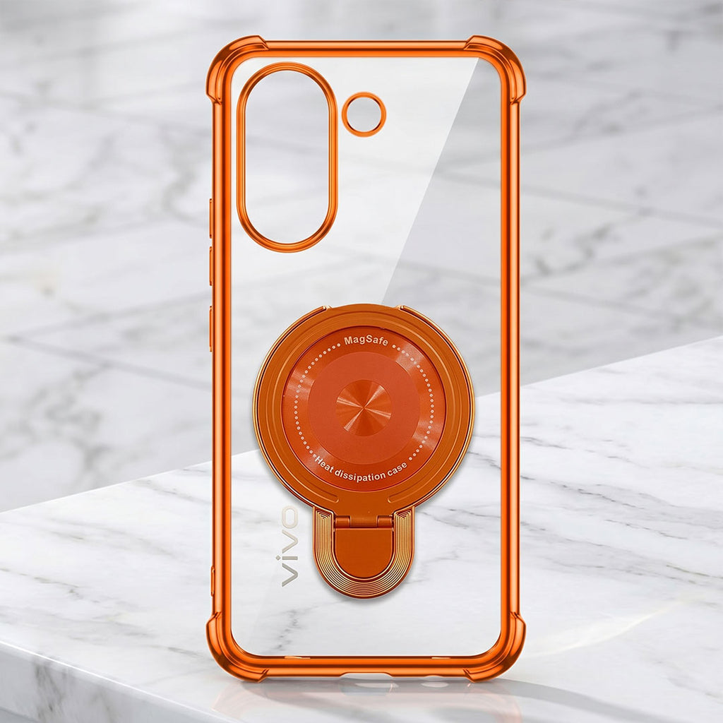 Vivo V60e 5G Invincible Bracket Ring Stand Airbag Cosmic Orange Case
