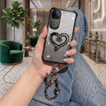Vivo V50 5G Luxury Shimmer Airbag Heart Stand Case with Charm Strap