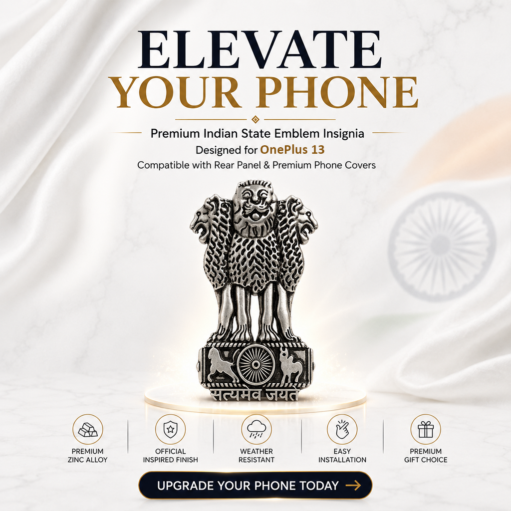 Motorola Edge 60 Pro 5G Compatible Satyamev Jayate 3D Metal Emblem Sticker