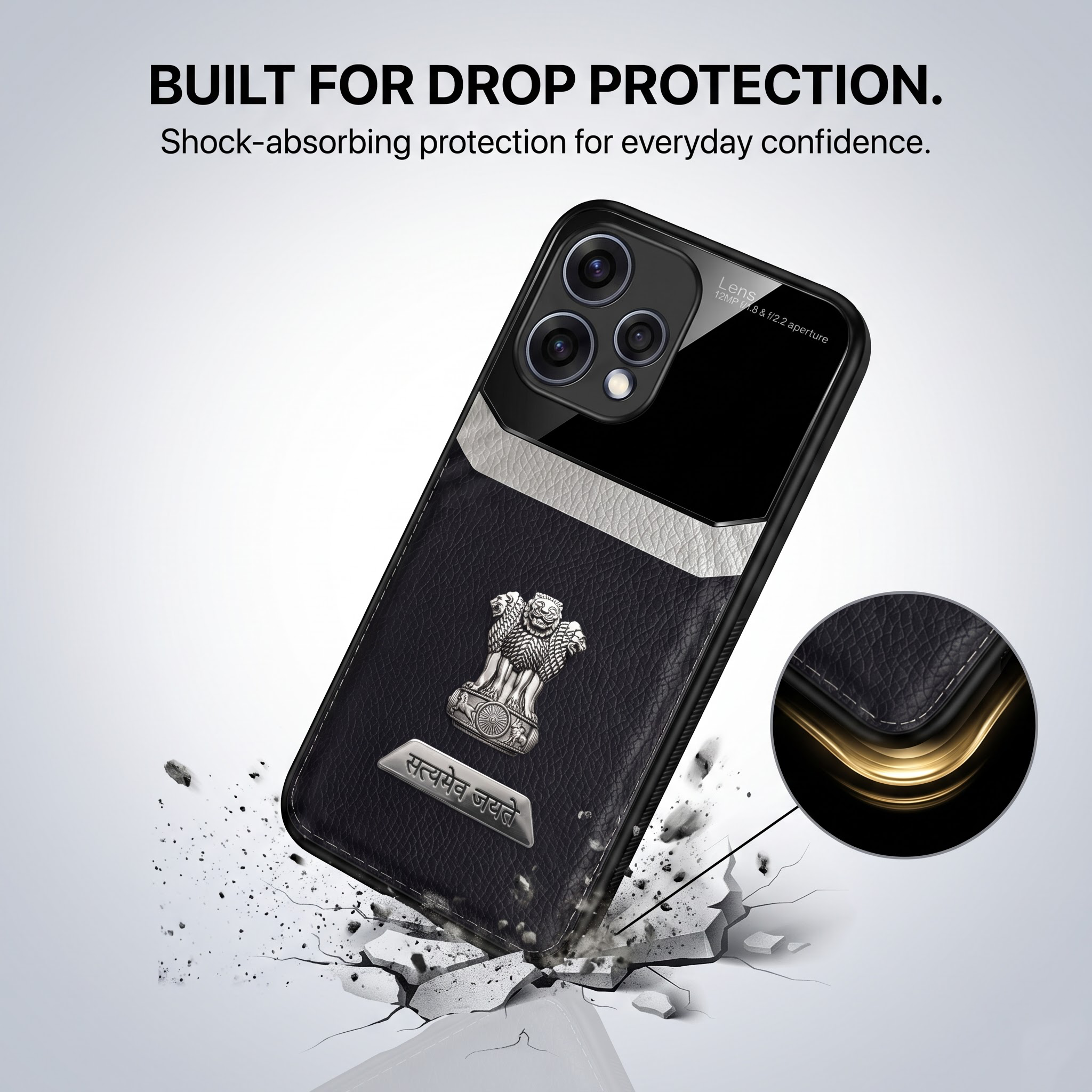 Oppo Reno 15 5G Satyamev Jayate 2-in-1 Emblem Leather Lens Protective Back Case