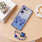 Vivo V60 5G Luxury Shimmer Airbag Bow Stand Case with Charm Strap