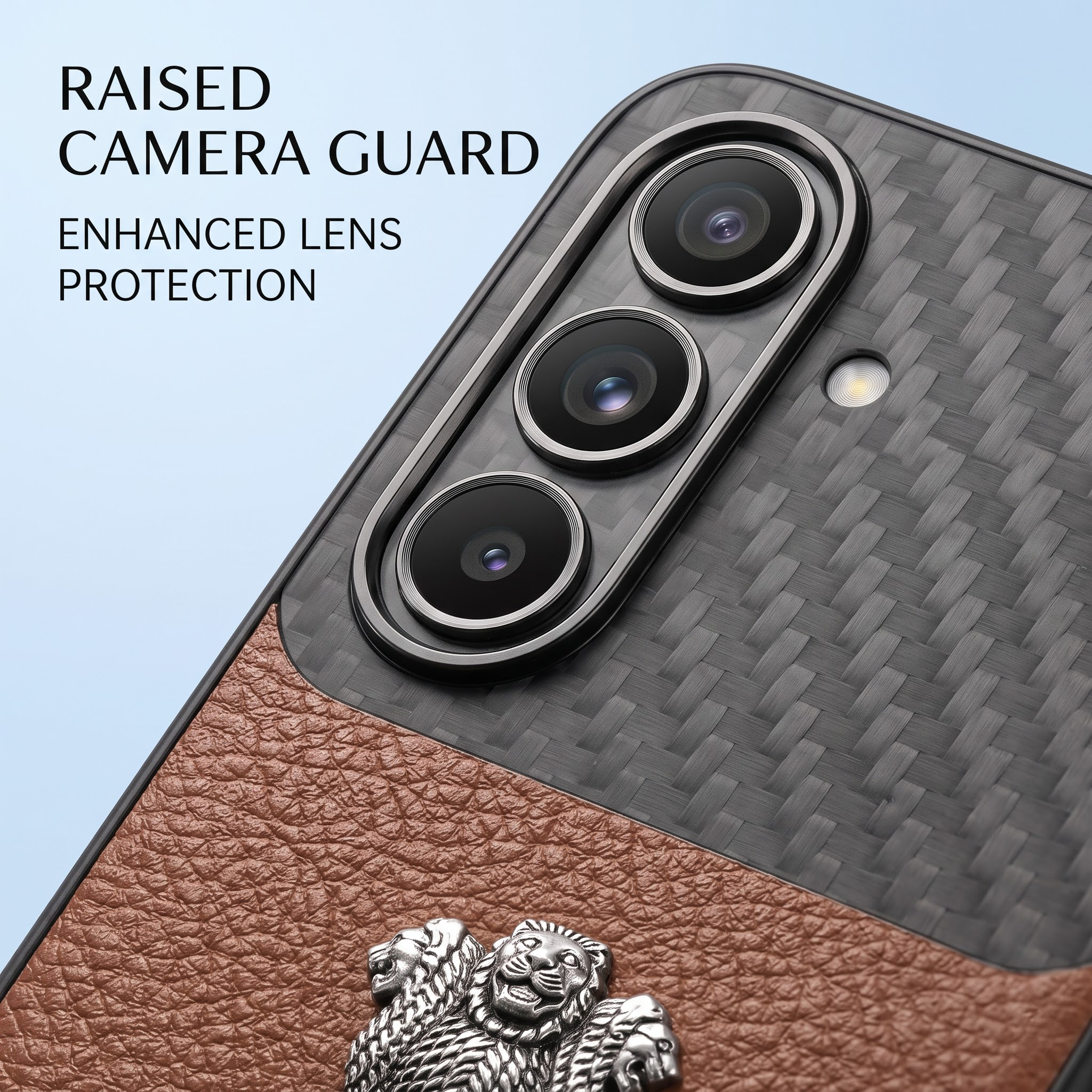 Samsung Galaxy A27 5G Satyamev Jayate 2-in-1 Emblem Carbon Fiber Leather Phone Case