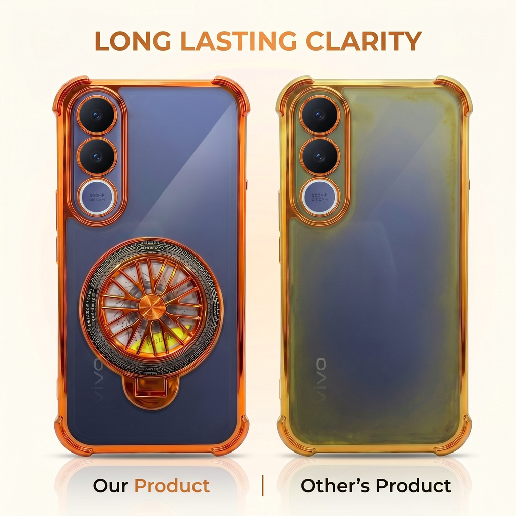 Vivo V70 FE 5G Stress Buster Wheel Rotating Airbag Cosmic Orange Case