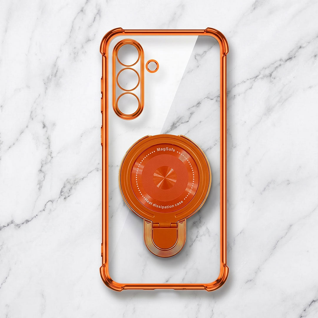 Samsung Galaxy A36 5G Invincible Bracket Ring Stand Airbag Cosmic Orange Case