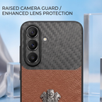Samsung Galaxy A57 5G Satyamev Jayate Carbon Fiber Leather Hybrid Phone Case