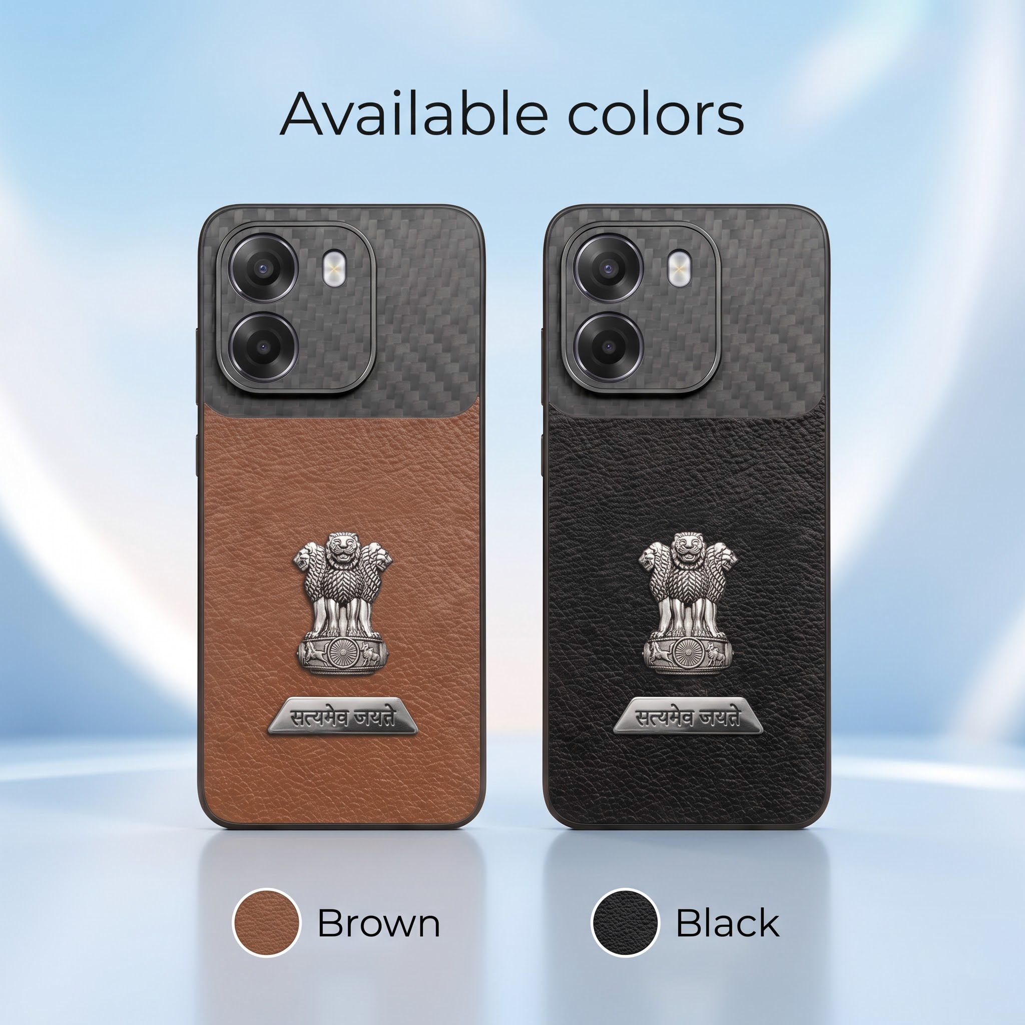 Oppo K14 5G Satyamev Jayate 2-in-1 Emblem Carbon Fiber Leather Phone Case
