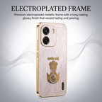 Oppo K14 5G Satyamev Jayate 3D Electroplated Frame Gold Thread Pattern Hard Back Case