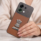 Oppo K13 Turbo 5G Satyamev Jayate 2-in-1 Emblem Carbon Fiber Leather Phone Case