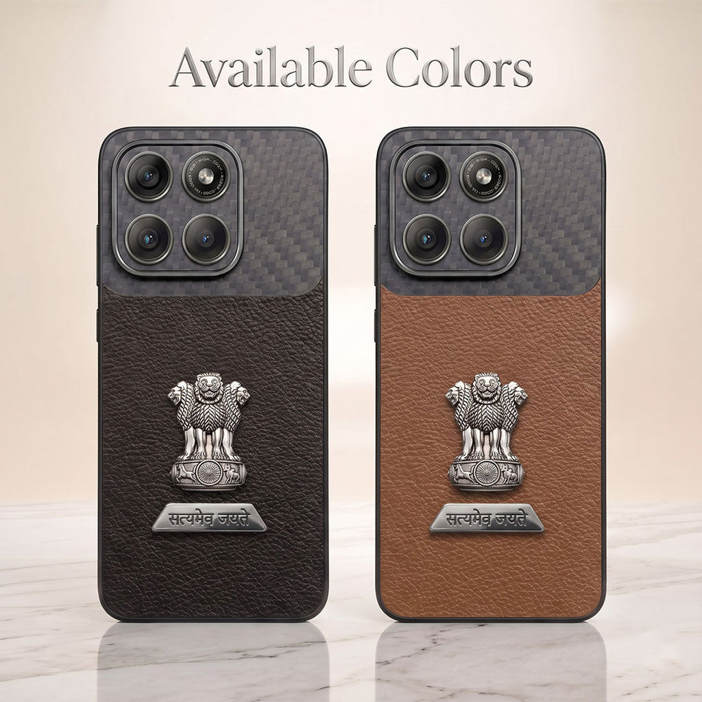 Motorola Edge 60 Pro 5G Satyamev Jayate 2-in-1 Emblem Carbon Fiber Leather Phone Case