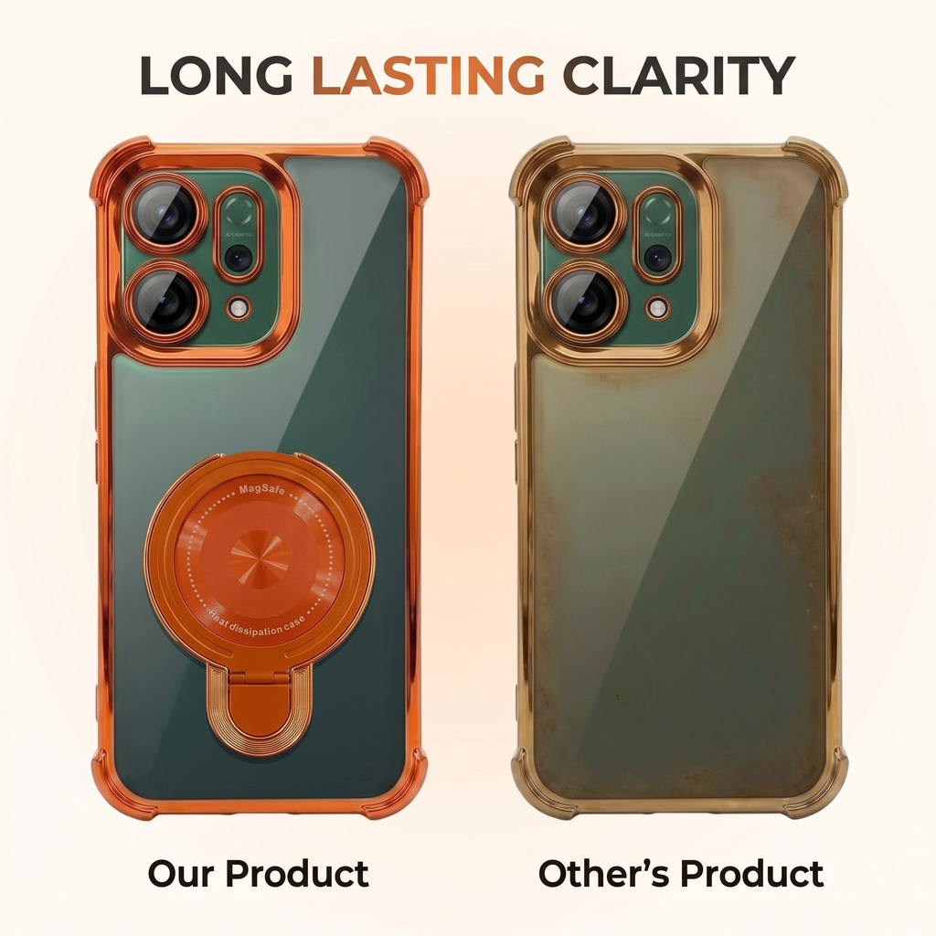 Oppo Reno 14 5G Invincible Bracket Ring Stand Airbag Cosmic Orange Case