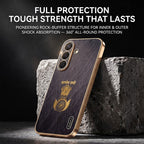 Samsung Galaxy A57 5G Satyamev Jayate 3D Electroplated Frame Gold Thread Pattern Hard Back Case