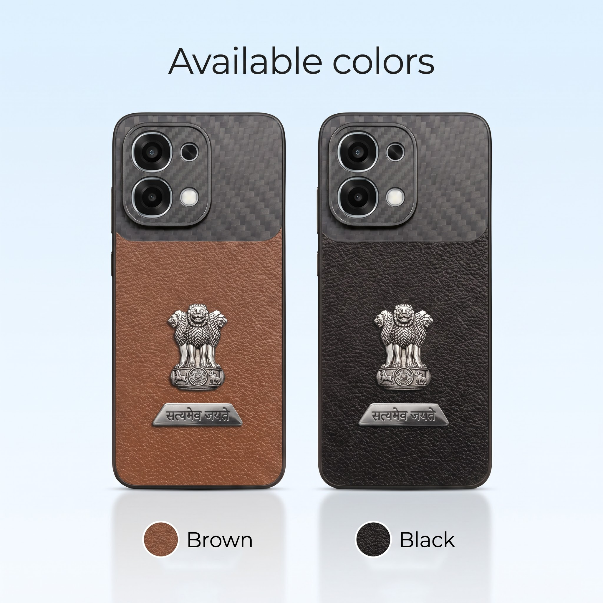 Oppo F31 5G Satyamev Jayate 2-in-1 Emblem Carbon Fiber Leather Phone Case