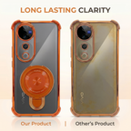 Vivo V40 Pro 5G Invincible Bracket Ring Stand Airbag Cosmic Orange Case