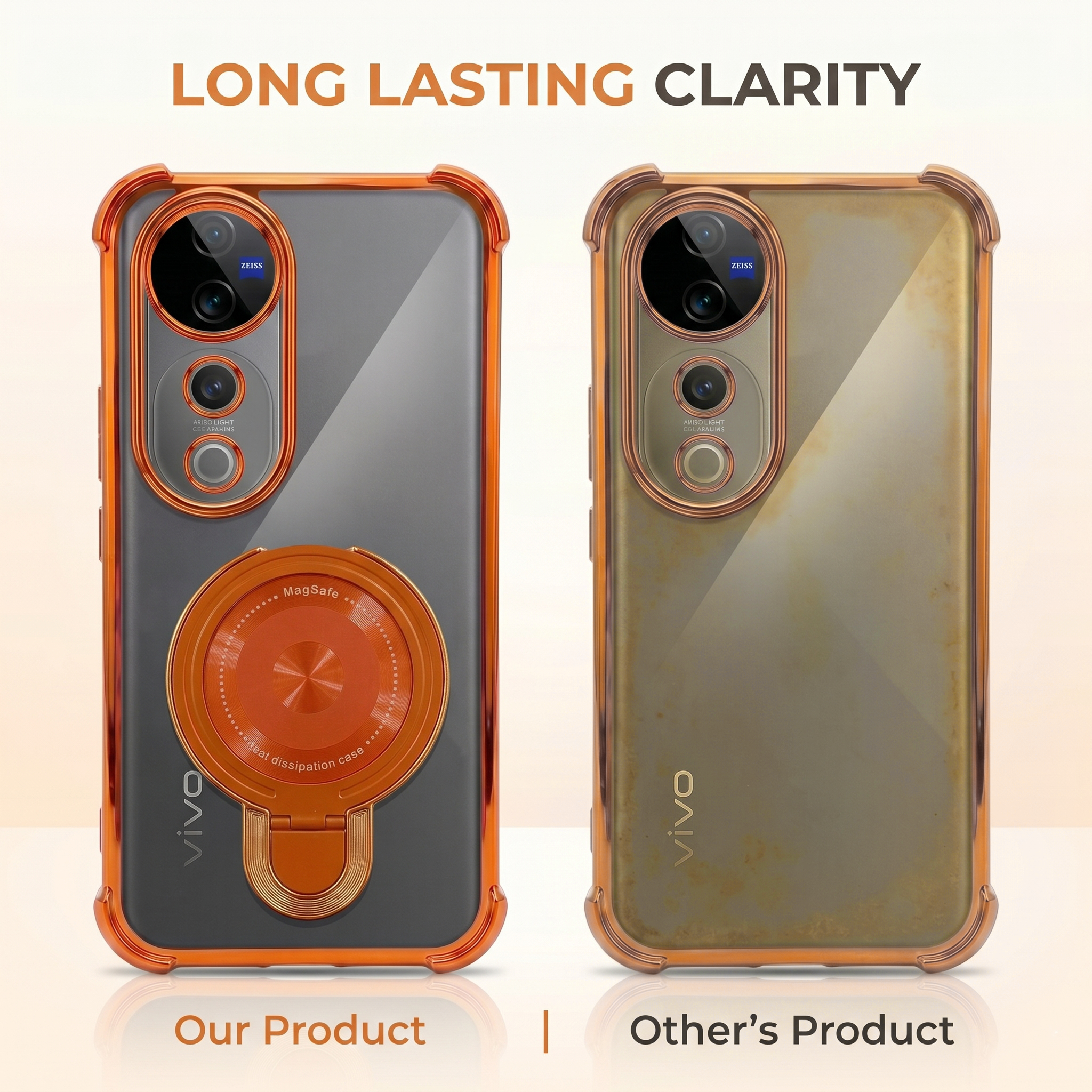 Vivo V40 Pro 5G Invincible Bracket Ring Stand Airbag Cosmic Orange Case