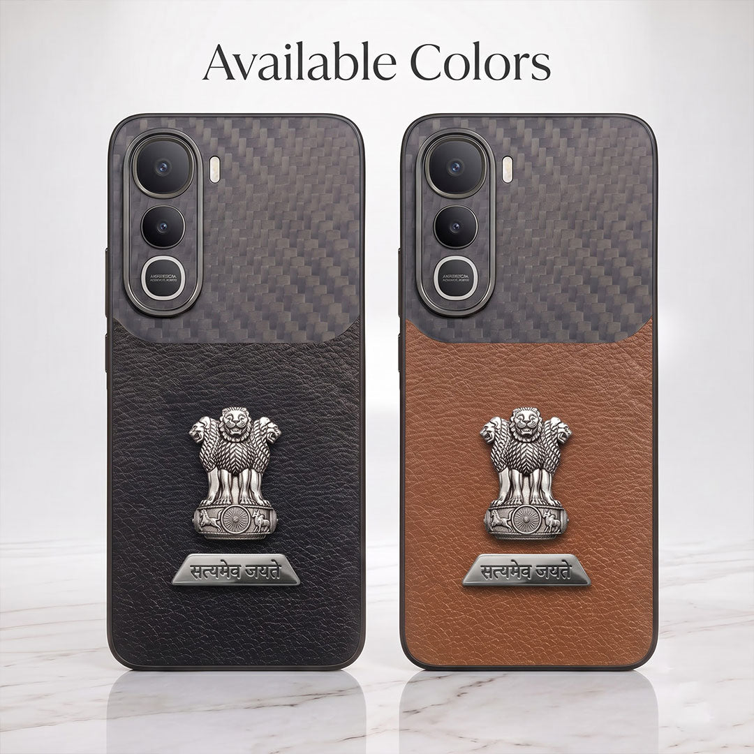 Vivo Y400 Pro 5G Satyamev Jayate 2-in-1 Emblem Carbon Fiber Leather Phone Case