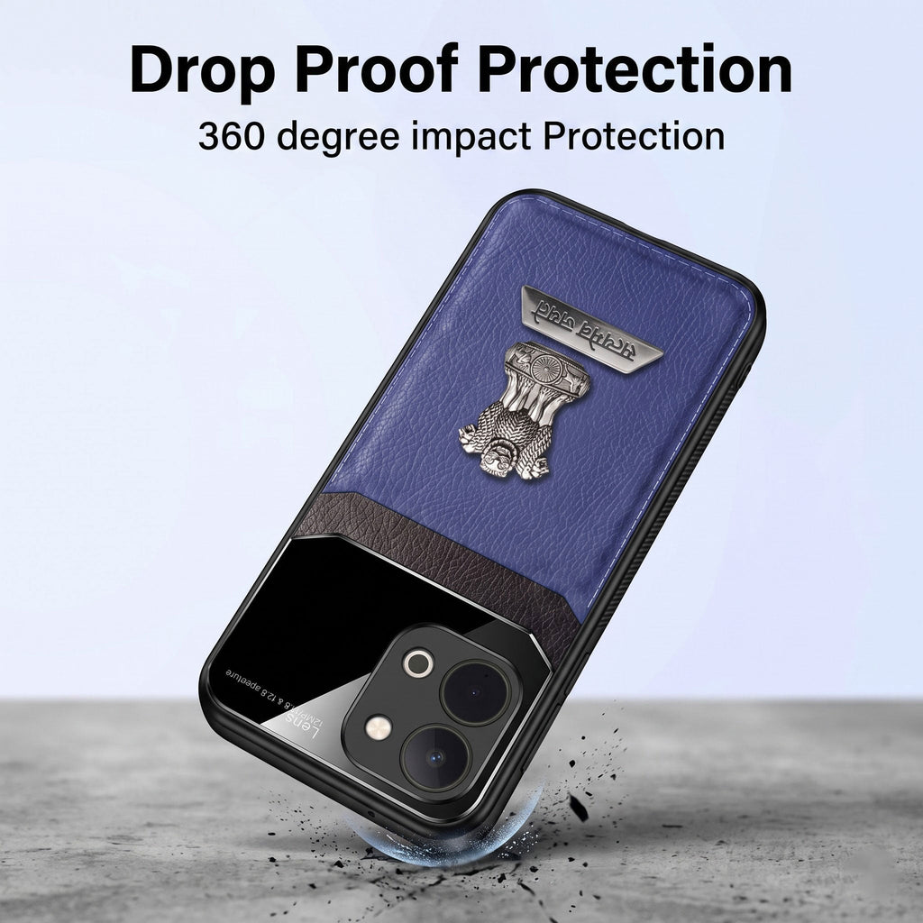 Vivo T5x 5G Satyamev Jayate 2-in-1 Emblem Leather Lens Protective Back Case