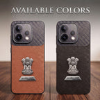 Oppo Reno 15 5G Satyamev Jayate 2-in-1 Emblem Carbon Fiber Leather Phone Case