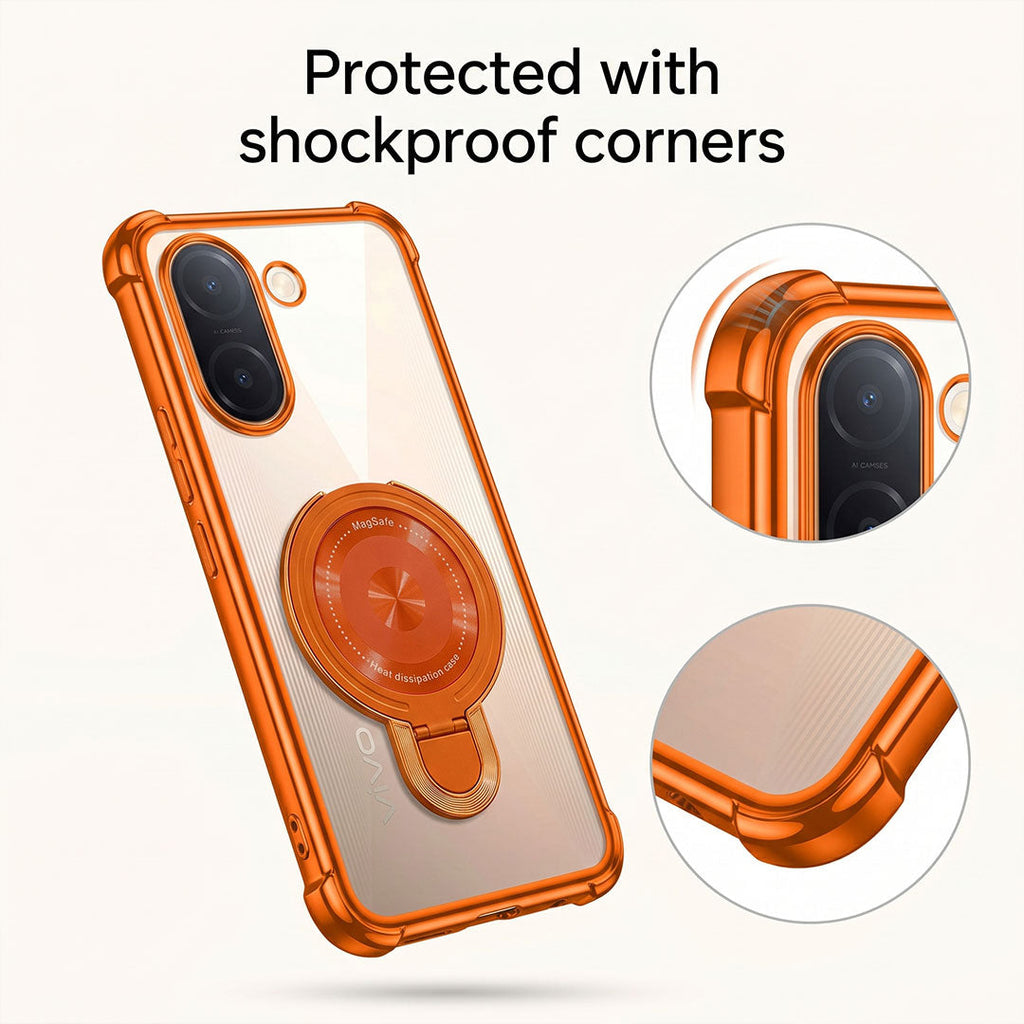 Vivo V60e 5G Invincible Bracket Ring Stand Airbag Cosmic Orange Case