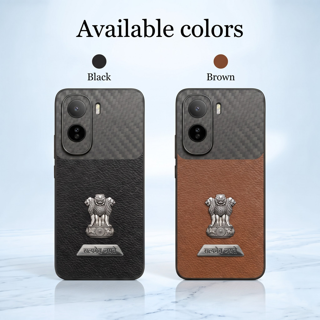 Vivo T5 Pro 5G Satyamev Jayate 2-in-1 Emblem Carbon Fiber Leather Phone Case