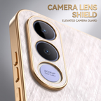 Vivo V70 FE 5G Satyamev Jayate 3D Electroplated Frame Gold Thread Pattern Hard Back Case