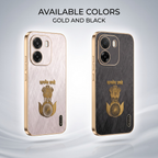 Oppo K14 5G Satyamev Jayate 3D Electroplated Frame Gold Thread Pattern Hard Back Case
