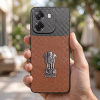 Oppo K14 5G Satyamev Jayate Carbon Fiber Leather Hybrid Phone Case