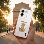 Oppo K14 5G Satyamev Jayate 3D Electroplated Frame Gold Thread Pattern Hard Back Case
