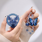 Oppo Reno 15 Pro Mini 5G Transparent Airbag Butterfly Stand Case with Charm Strap