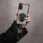 Vivo V60e 5G Luxury Shimmer Airbag Butterfly Stand Case with Charm Strap