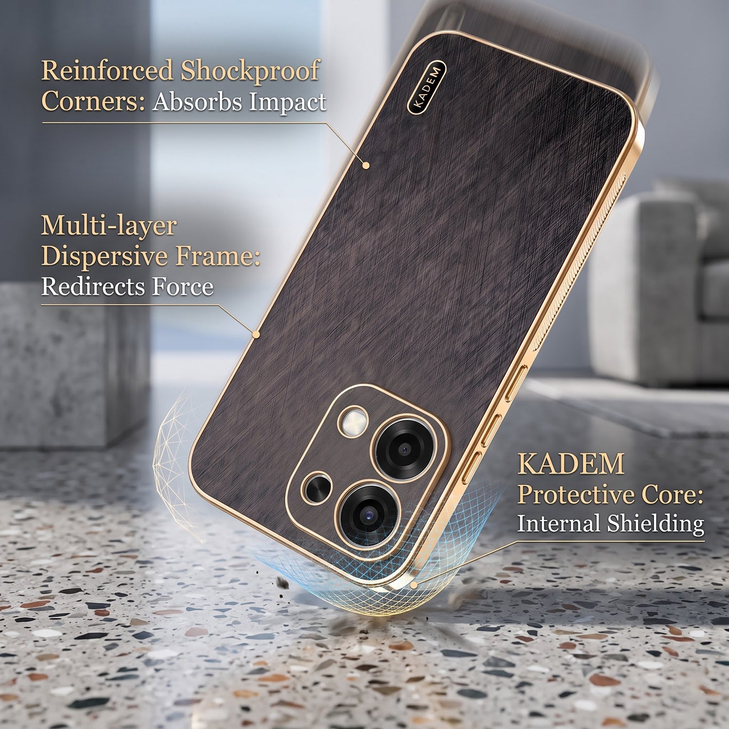 Oppo F31 5G Premium Electroplated Frame Gold Thread Pattern Soft Case