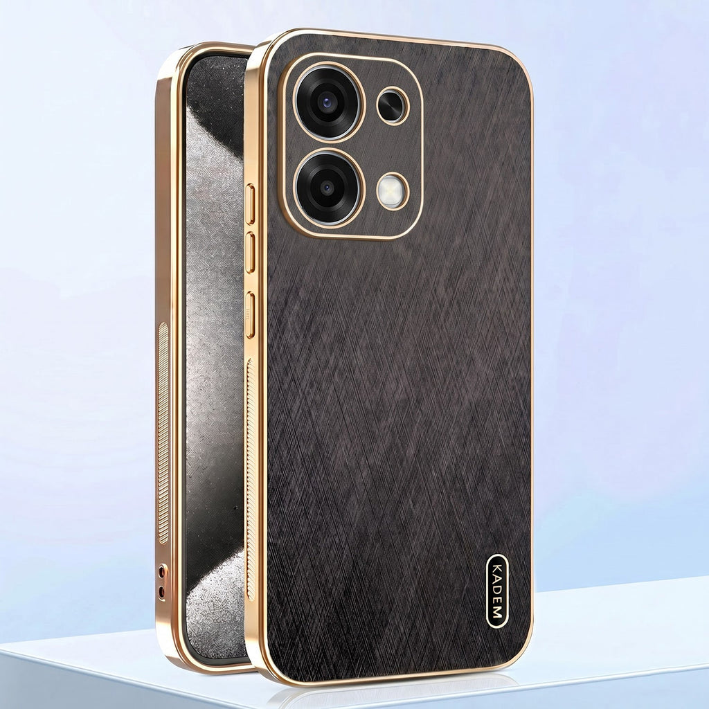 Oppo F31 5G Premium Electroplated Frame Gold Thread Pattern Soft Case