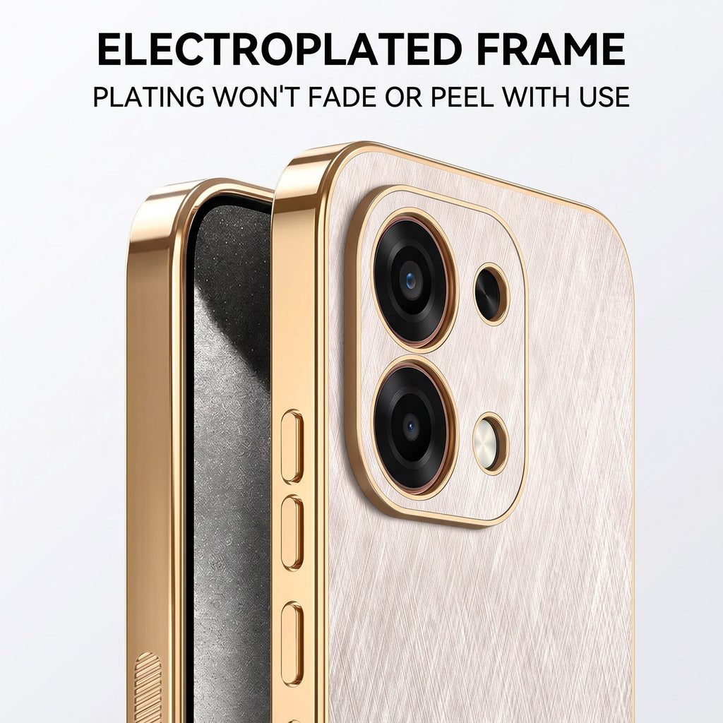 Oppo F31 5G Premium Electroplated Frame Gold Thread Pattern Soft Case