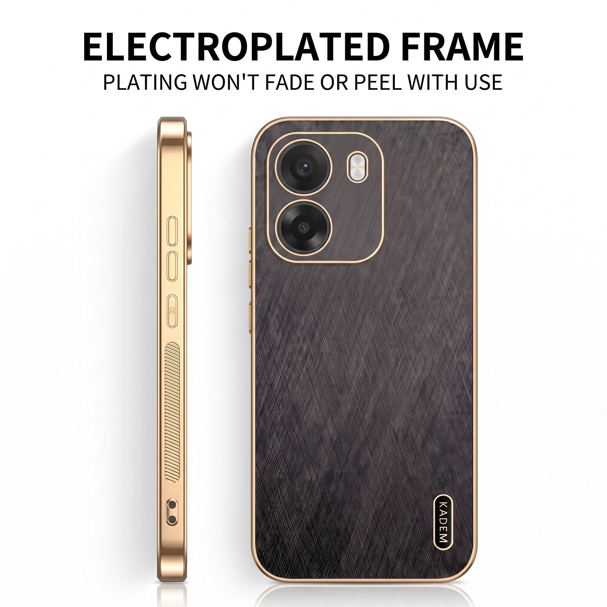 Oppo K14 5G Premium Electroplated Frame Gold Thread Pattern Soft Case