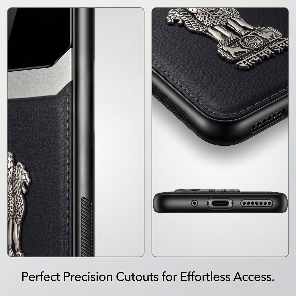 Oppo Reno 14 5G Satyamev Jayate 3D Metal Leather Back Case