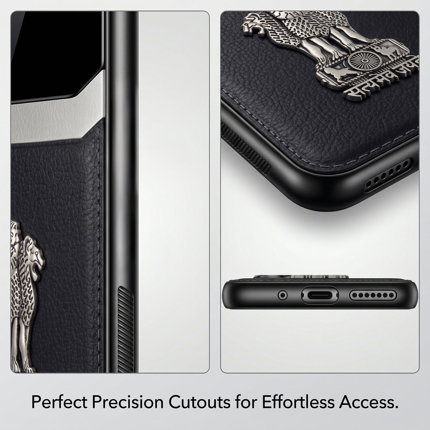 Oppo Reno16c 5G Satyamev Jayate 3D Metal Leather Back Case