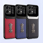 Oppo Reno16c 5G Satyamev Jayate 3D Metal Leather Back Case