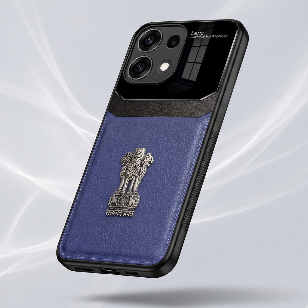 Oppo Reno16c 5G Satyamev Jayate 3D Metal Leather Back Case