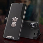 Redmi Note 13 Pro+ 5G Metal Satyamev Jayate 2-in-1 Emblem Half-Window Leather Flip Case