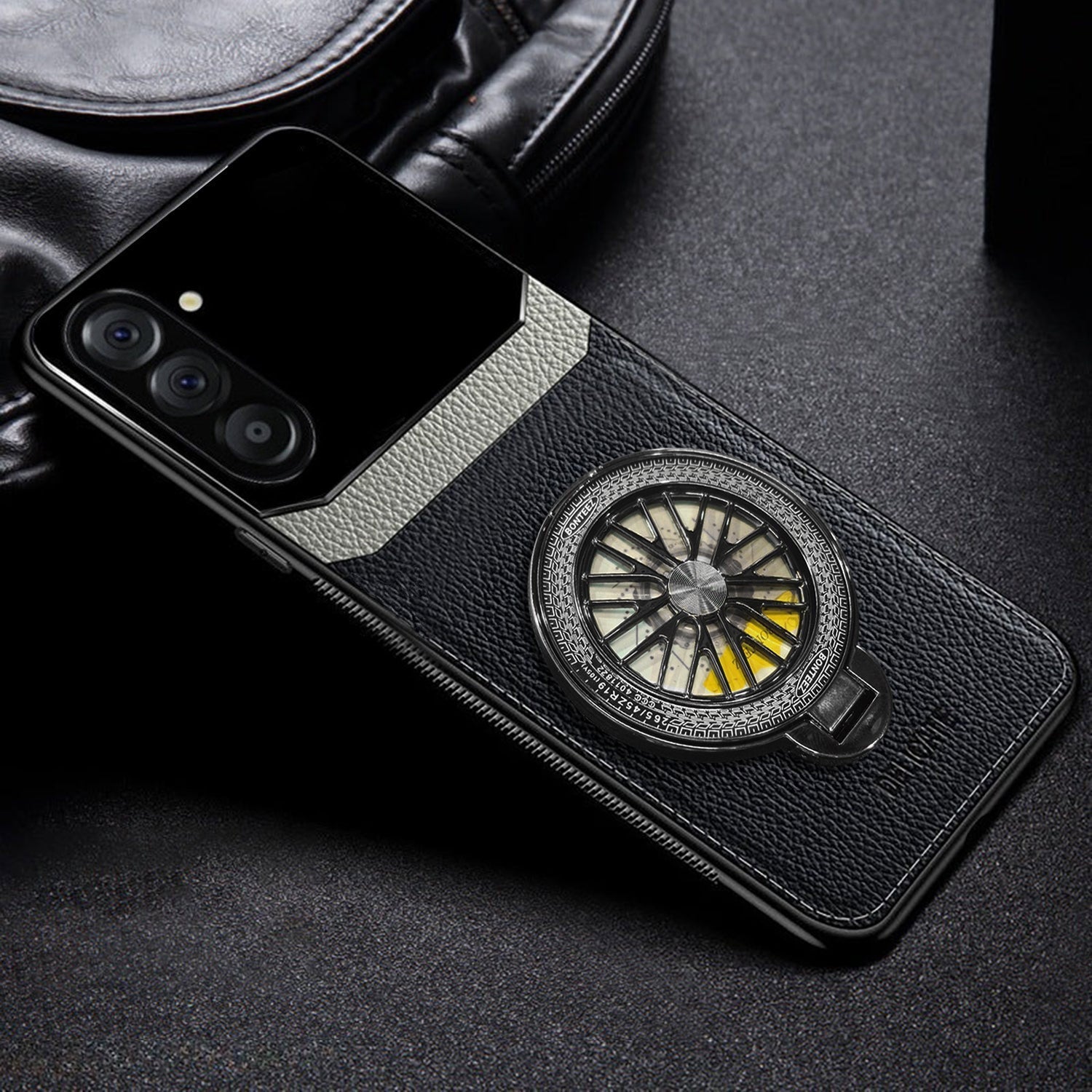 Samsung Galaxy A56 5G Original Luxury Leather Lens Wheel Ring Stand Case