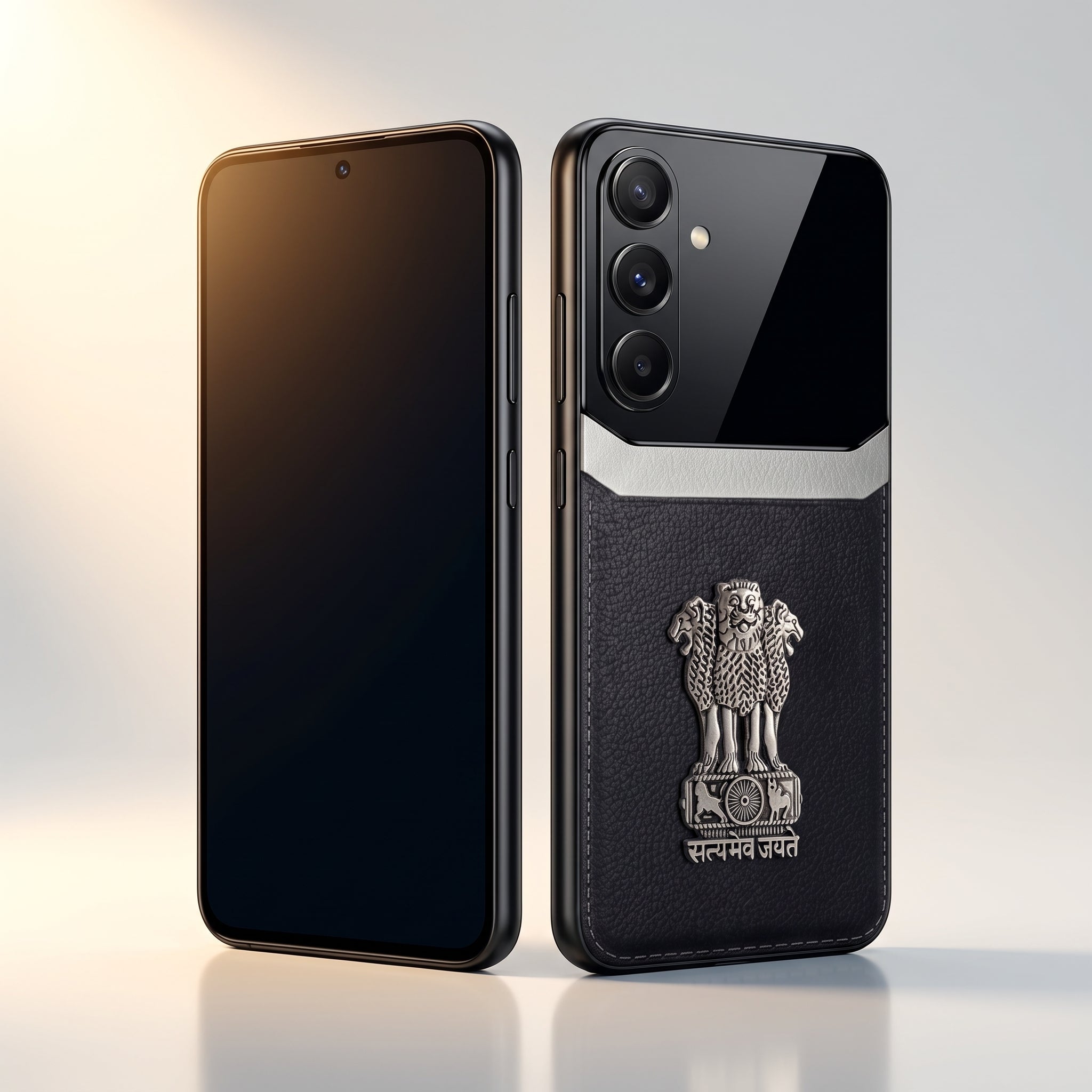 Galaxy A16 5G Satyamev Jayate 3D Metal Leather Back Case
