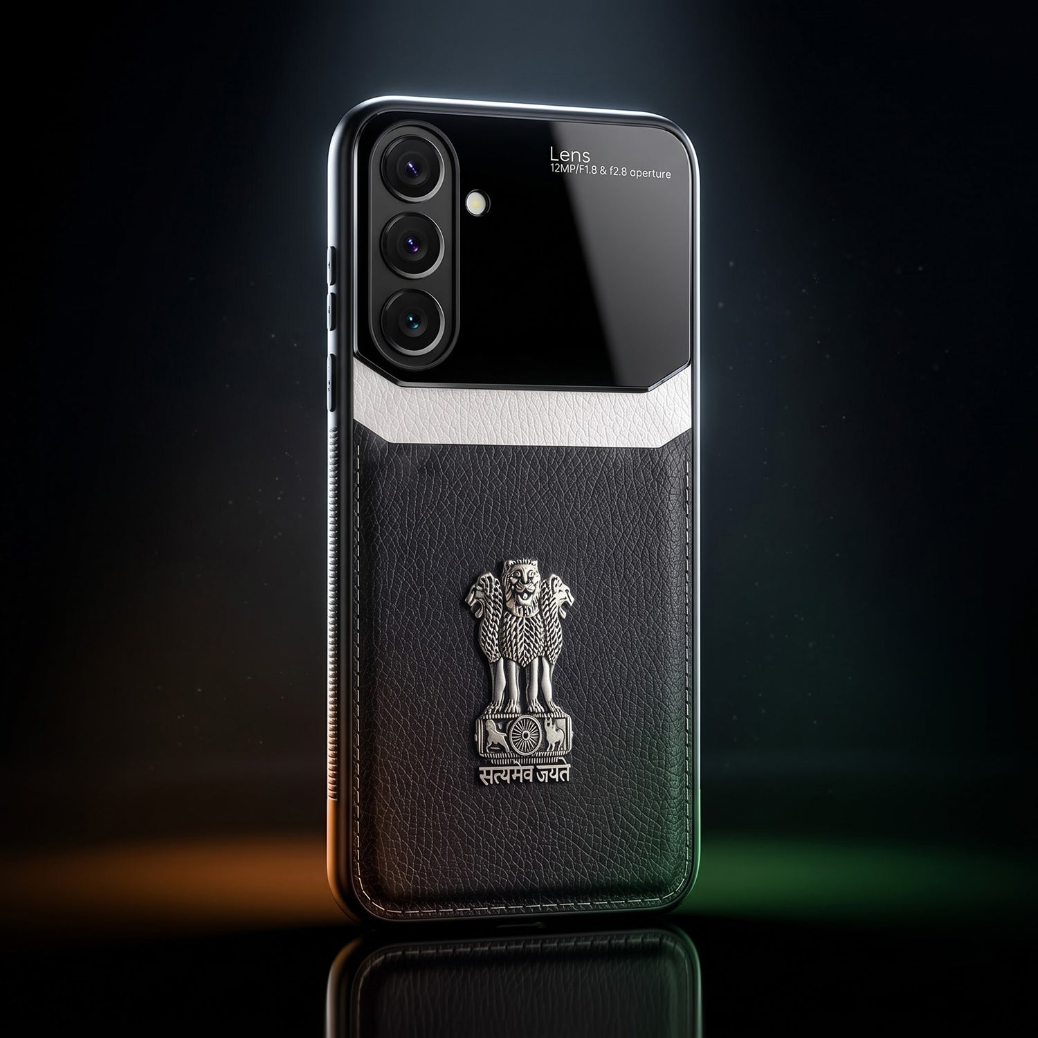 Samsung Galaxy A57 5G Satyamev Jayate 3D Metal Leather Back Case