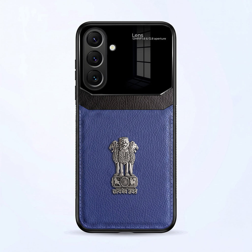 Samsung Galaxy A57 5G Satyamev Jayate 3D Metal Leather Back Case